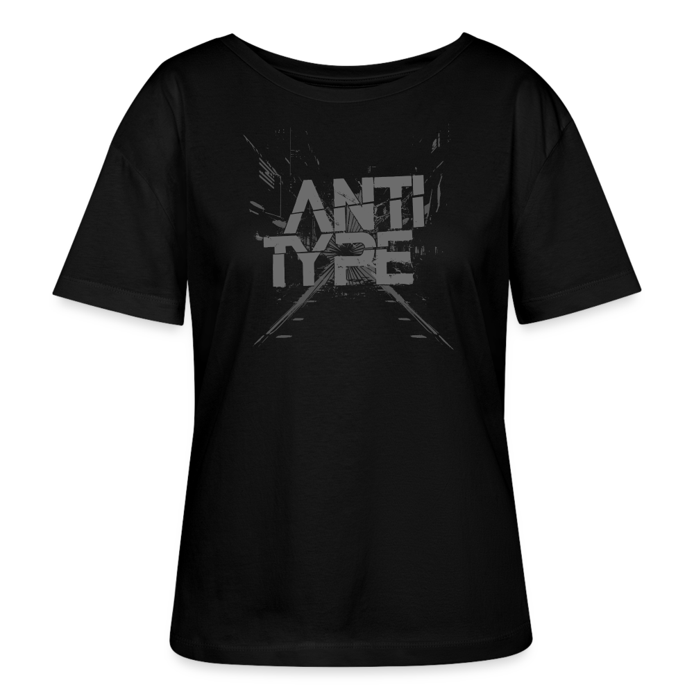 Logo grey - Relaxed Women’s Organic Round Neck T-shirt - black