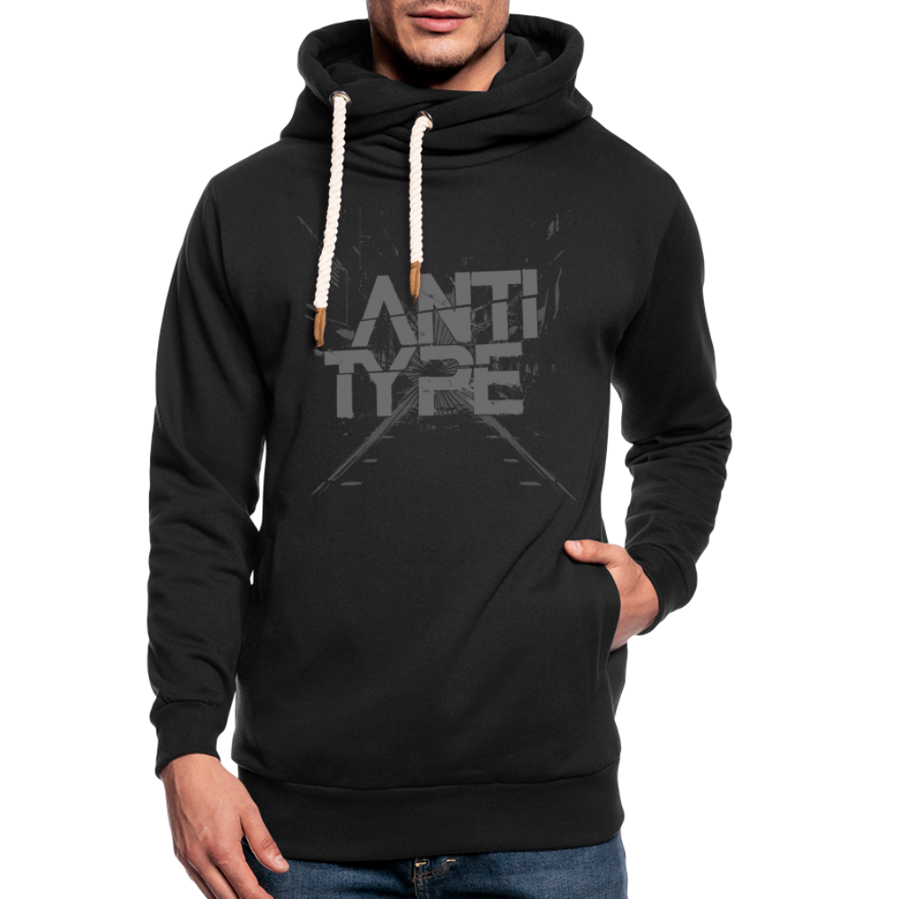 Logo grey - Shawl Collar Hoodie - black