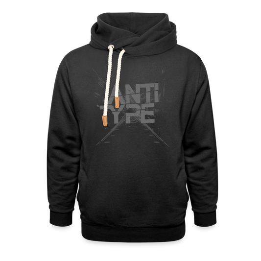 Logo grey - Shawl Collar Hoodie - black