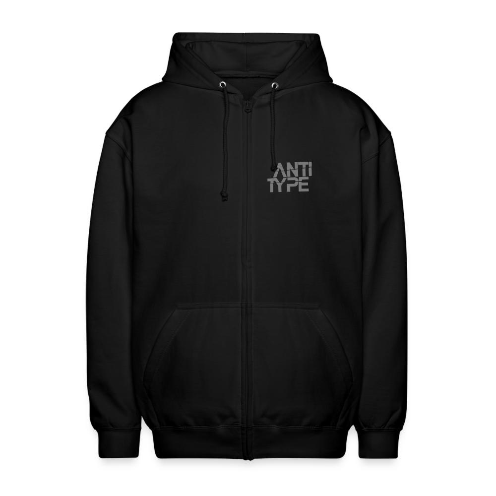 Logo grey - Unisex Hooded Jacket - black